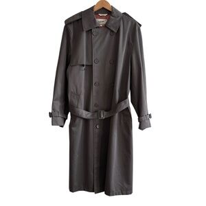 Vintage Dark Gray Belted Long Line Trench Coat